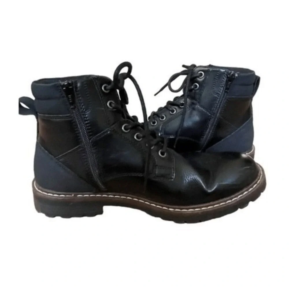 Sonoma‎ Goods For Life Garner Boots Black Faux Leather Lug Sole 8.5